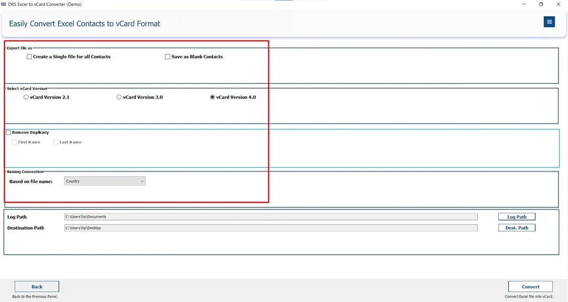 Convert Excel to vCard