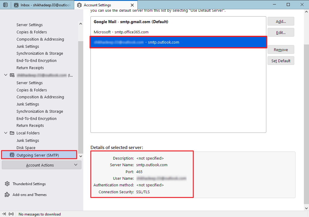 check detail of the select server