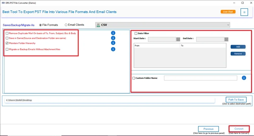 Apply additional filters/features and click Convert