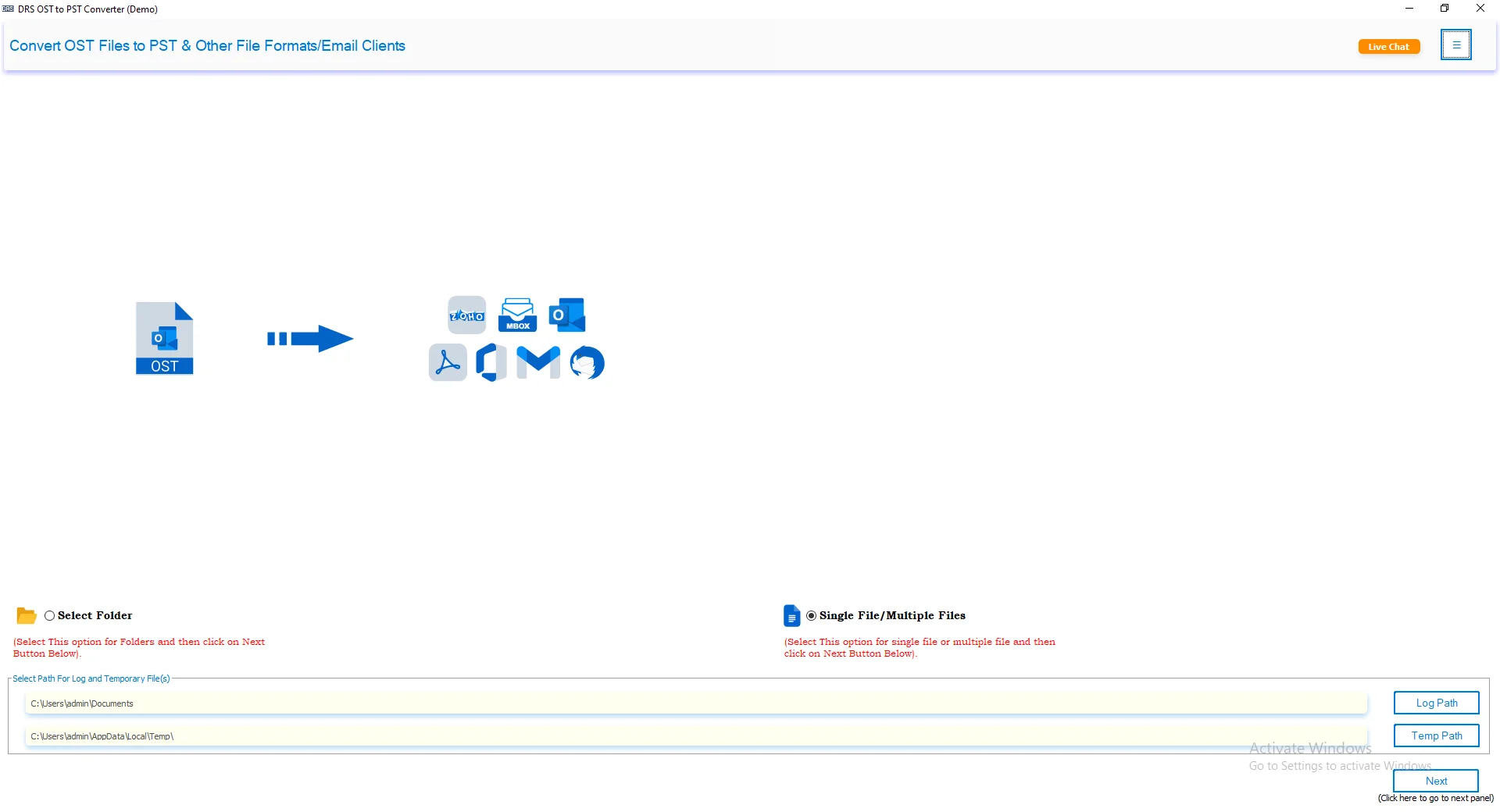 Download and open the OST to PST Converter Tool