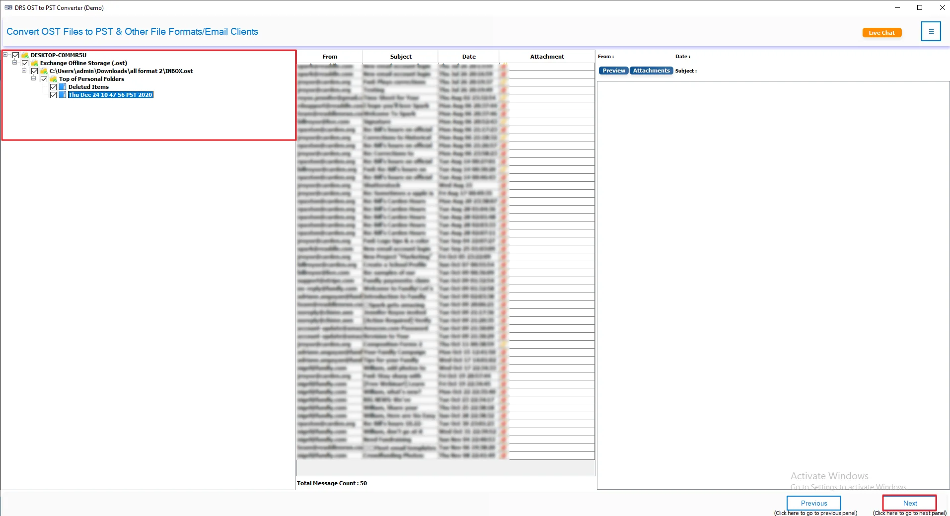Preview >> select your files >> click Next