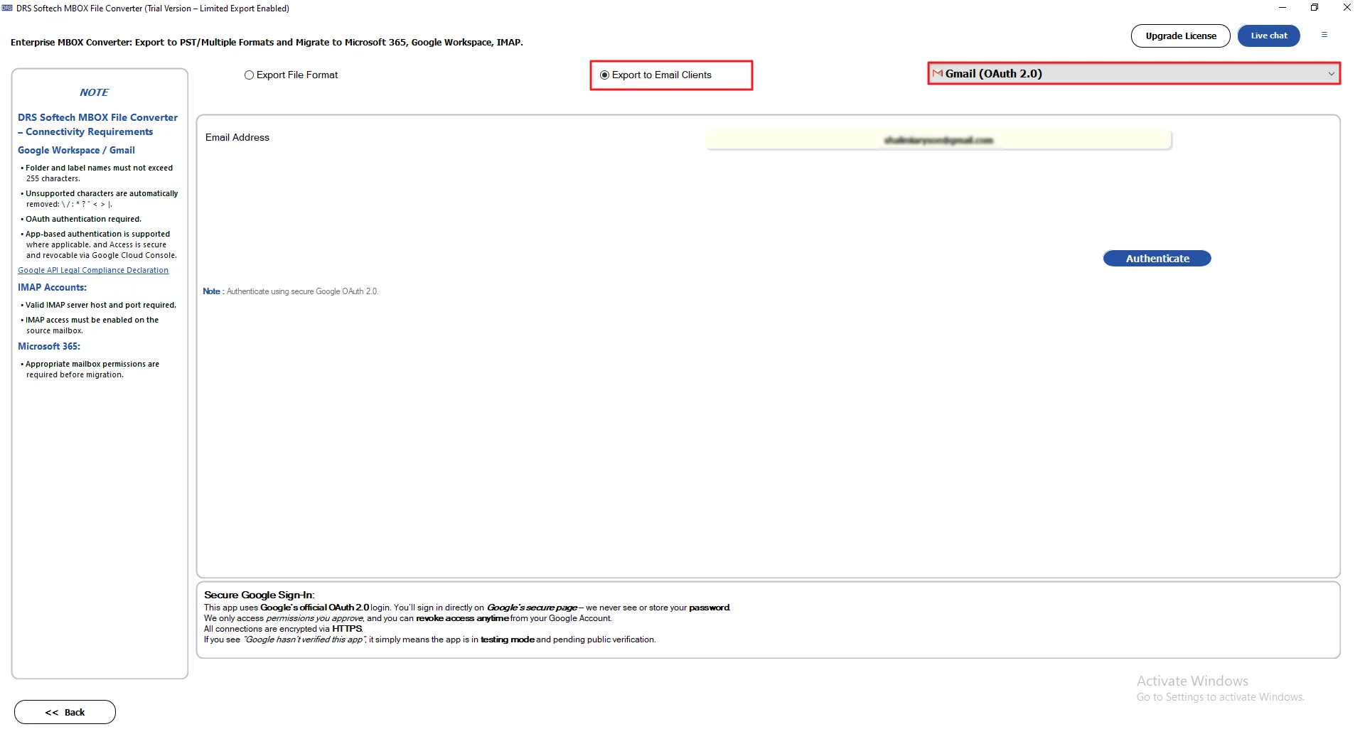 Select Gmail as the email client
