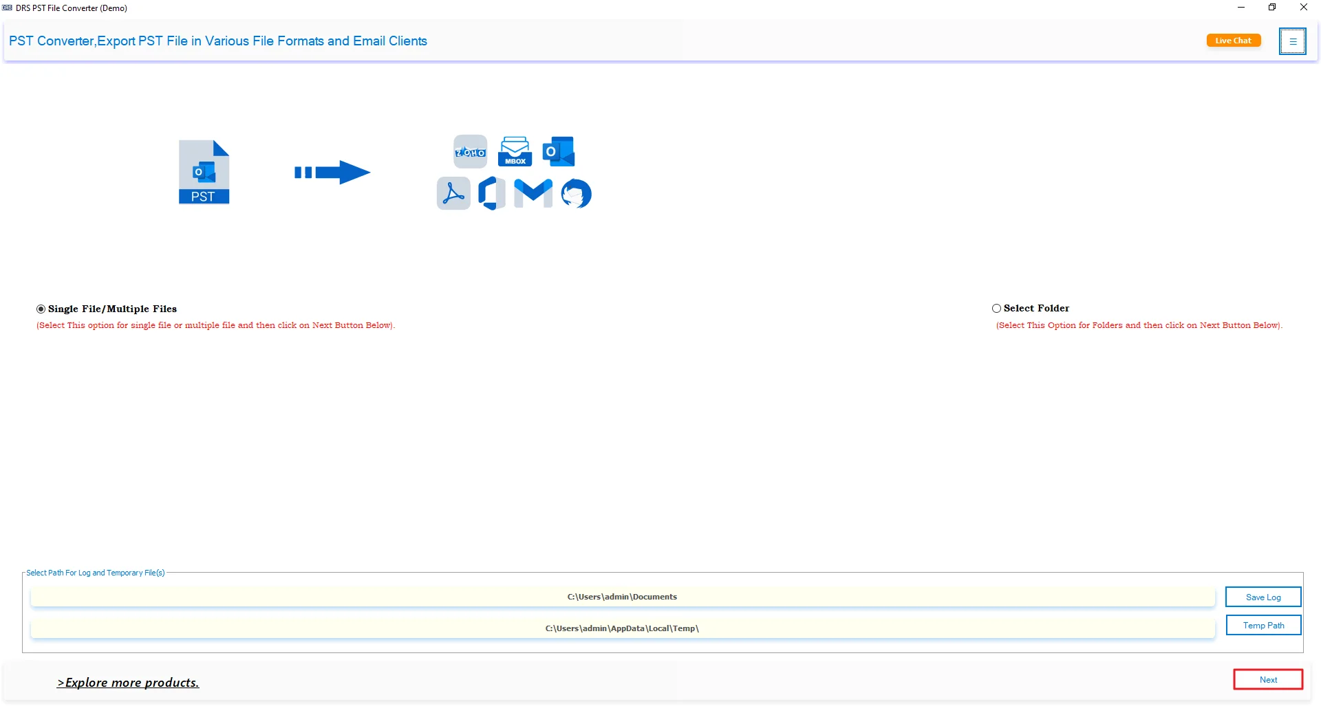 Download, install, and open the PST File Converter Tool. Click Next