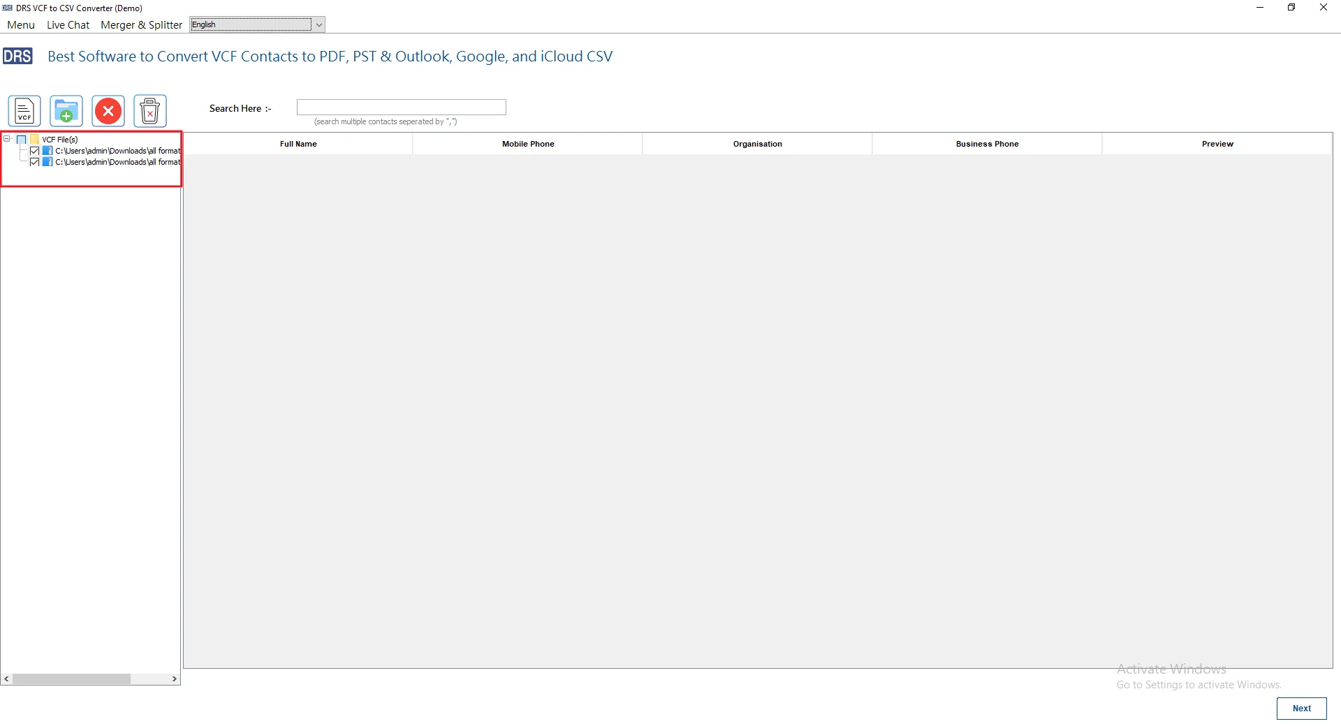 Preview & select the added contacts