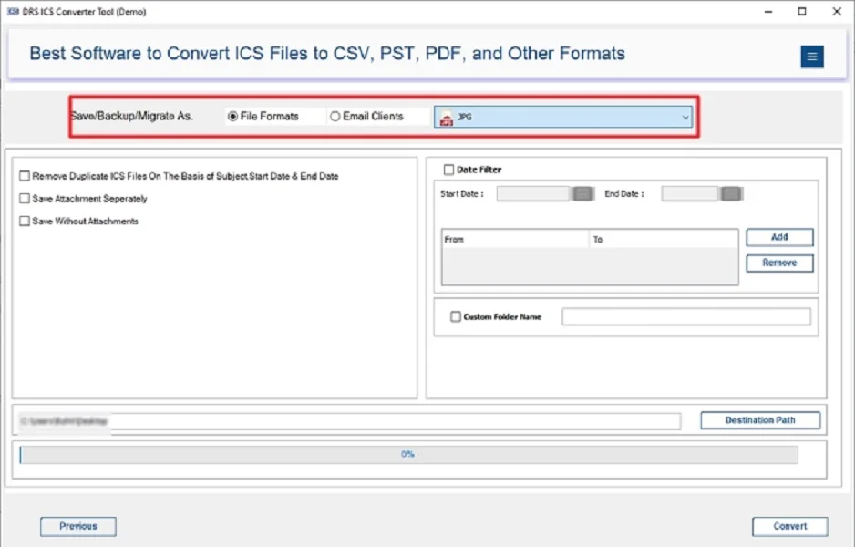 Quickly Convert ICS to JPG Format on Mac and Windows