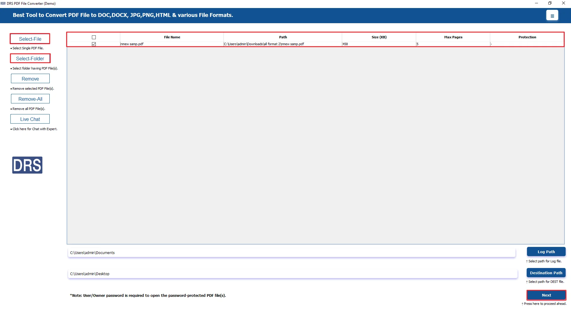 Click Add Files/Add Folder to load the PDF files