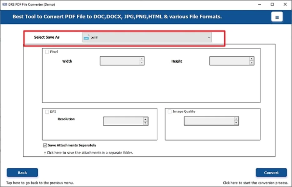 Convert PDF to XML