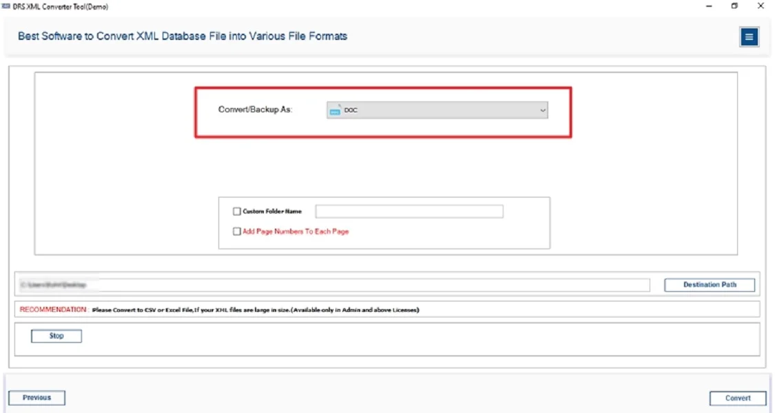 Convert XML to DOC