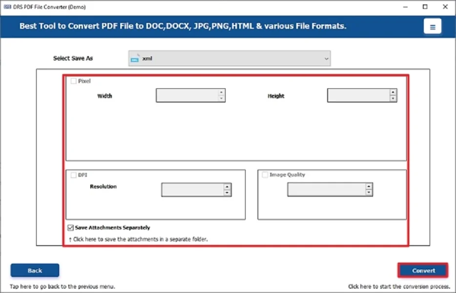 Convert PDF to XML