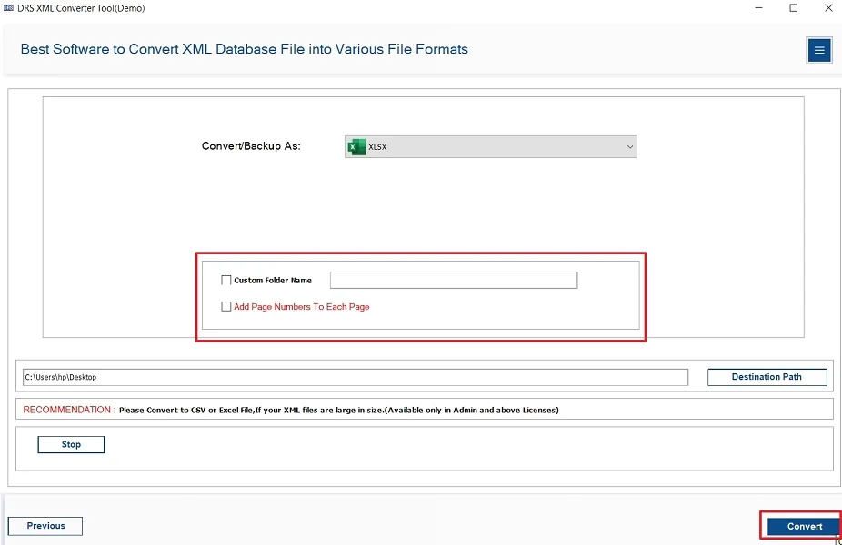 Convert XML to XLSX