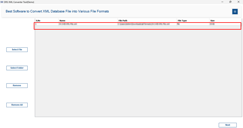 Use Select Files/Folder to import single or multiple XML files & click Next.