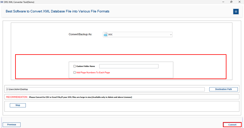 Use available filter as needed >> Convert to save XML as Word document.