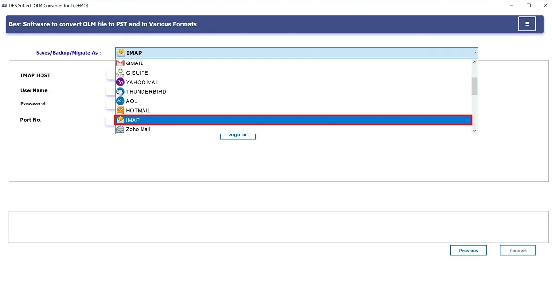 Import OLM to IMAP – Easily Transfer Emails on Windows & Mac