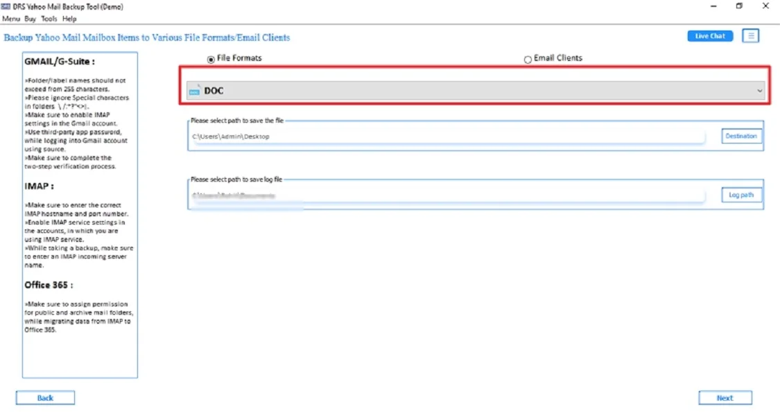 Export Yahoo Mail to Word