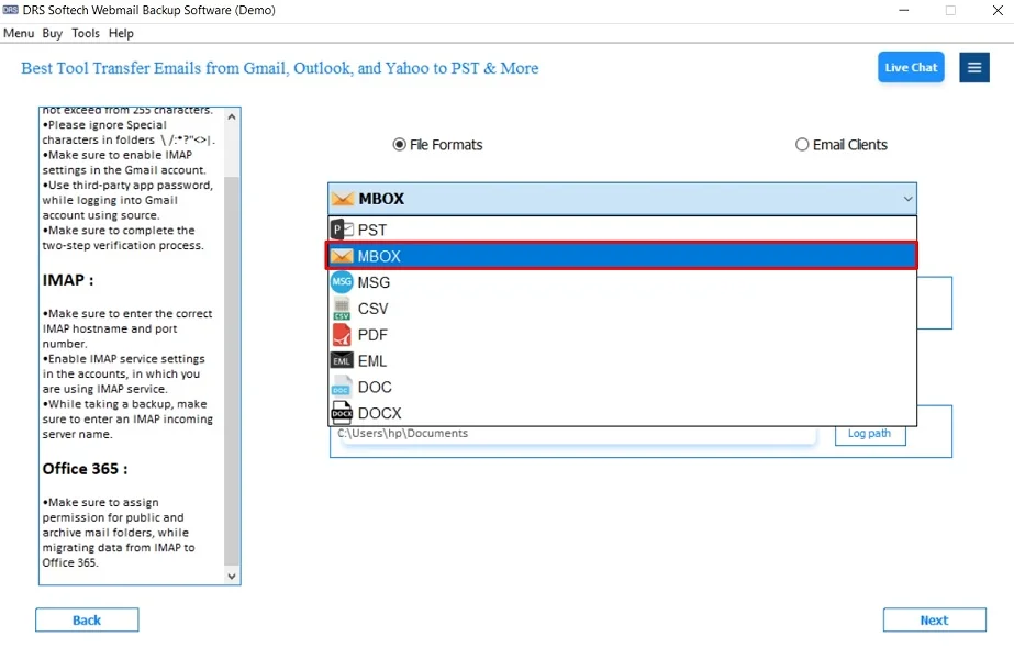 Export AOL Emails to MBOX