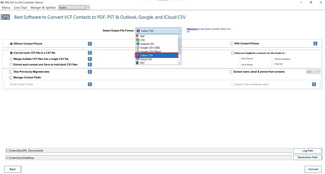  Import VCF to Yahoo Mail 

