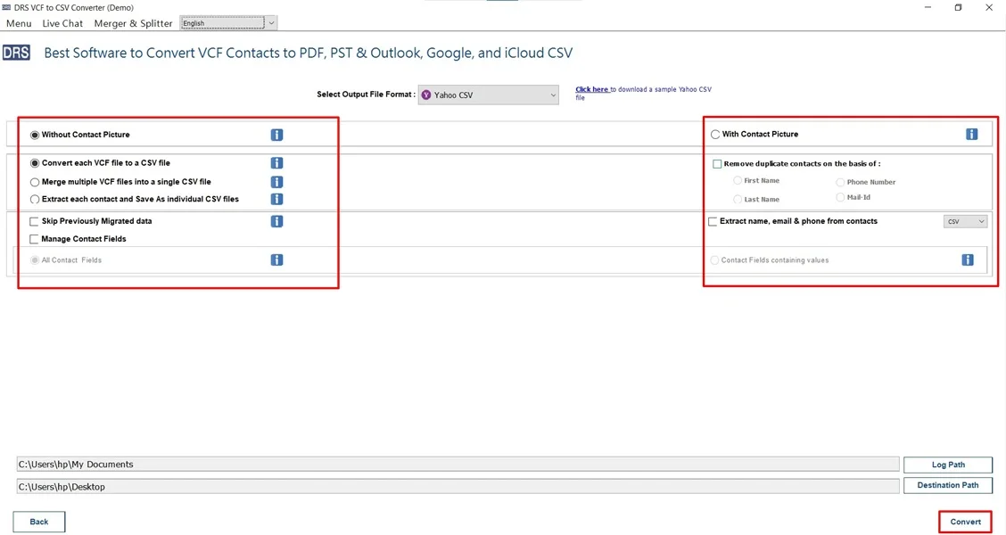  Import VCF to Yahoo Mail 
