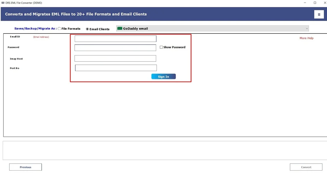 Import EML to GoDaddy Email
