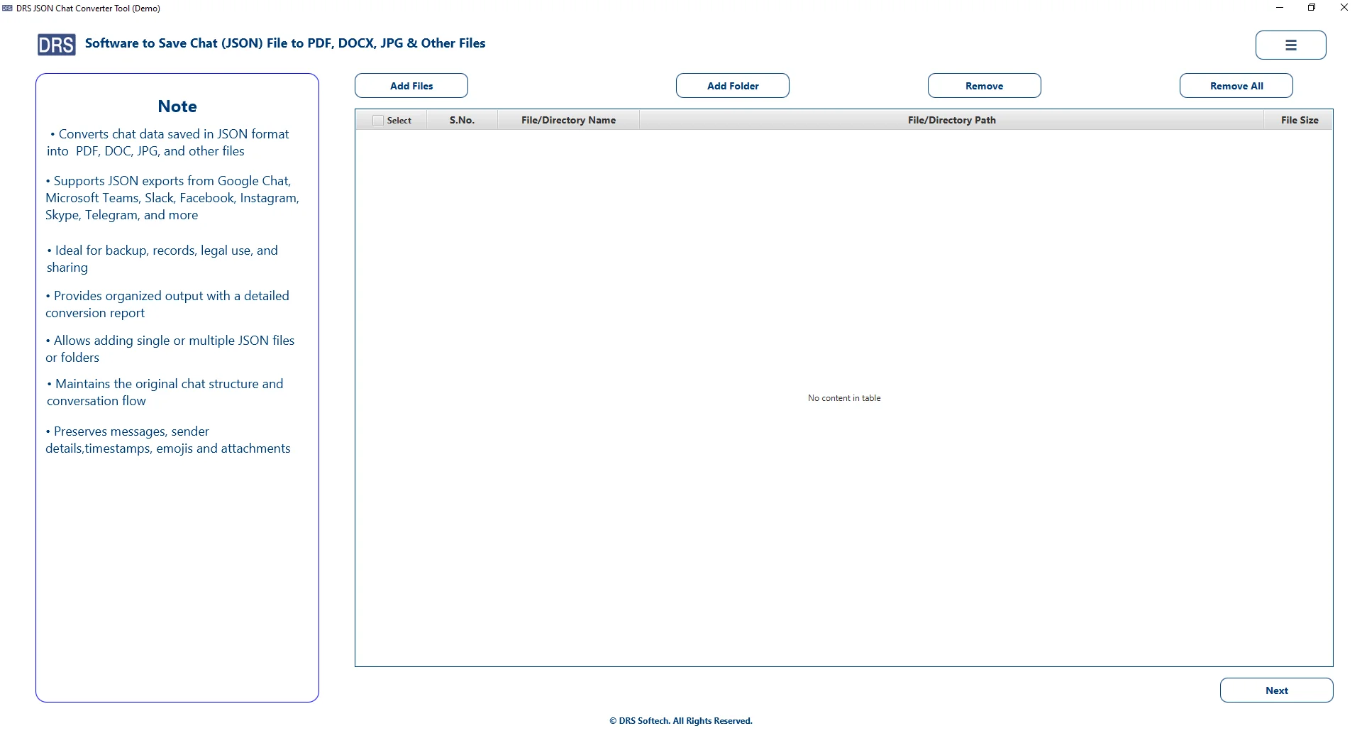 Start by installing and launching the JSON Converter Tool