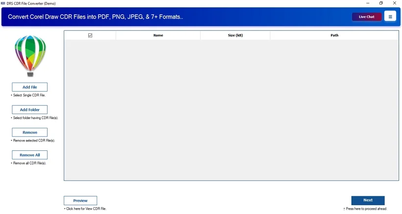 Download, install, and open the CDR Converter Tool