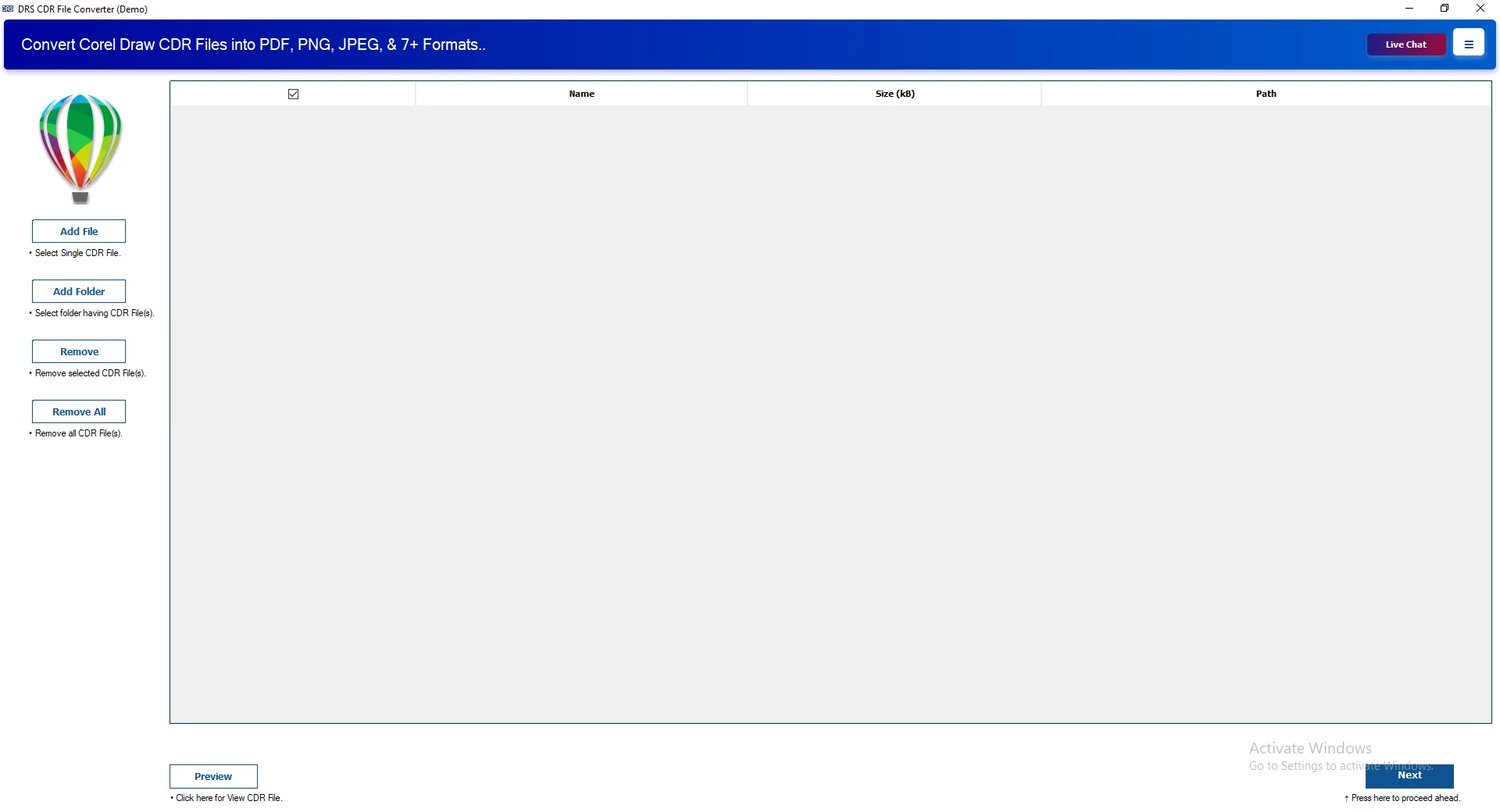Download, install, and open the CDR Converter tool