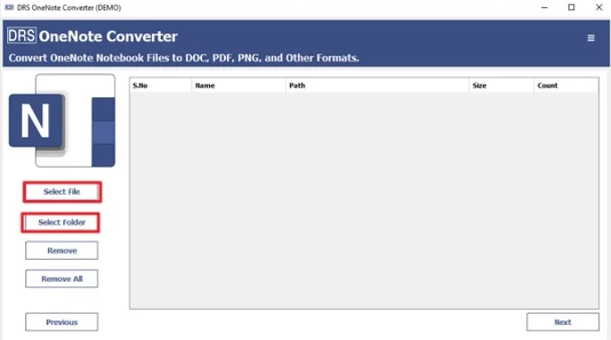 Select the Files or Folders to add the OneNote file, and click Next