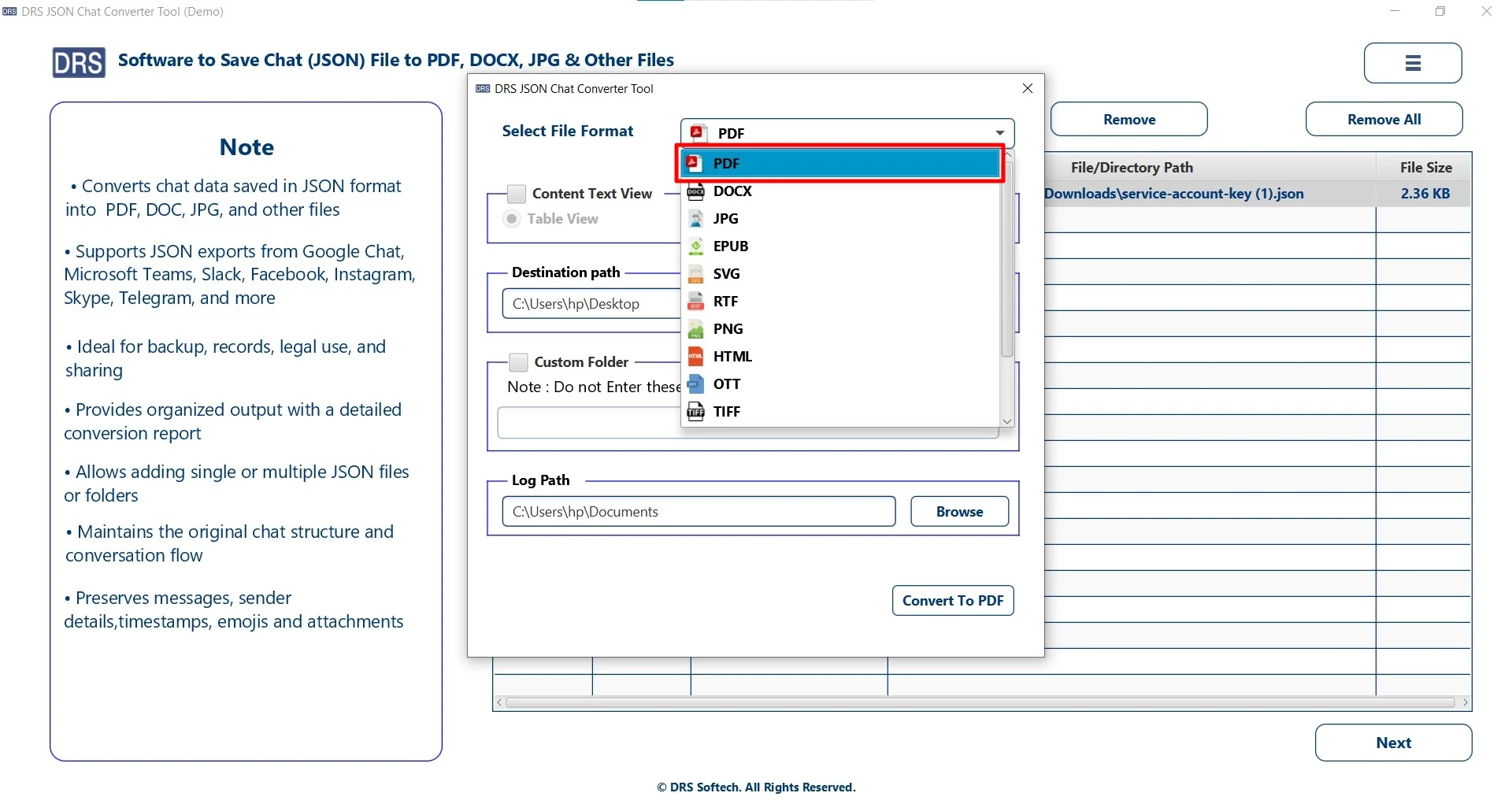 Choose PDF as the saving file format option