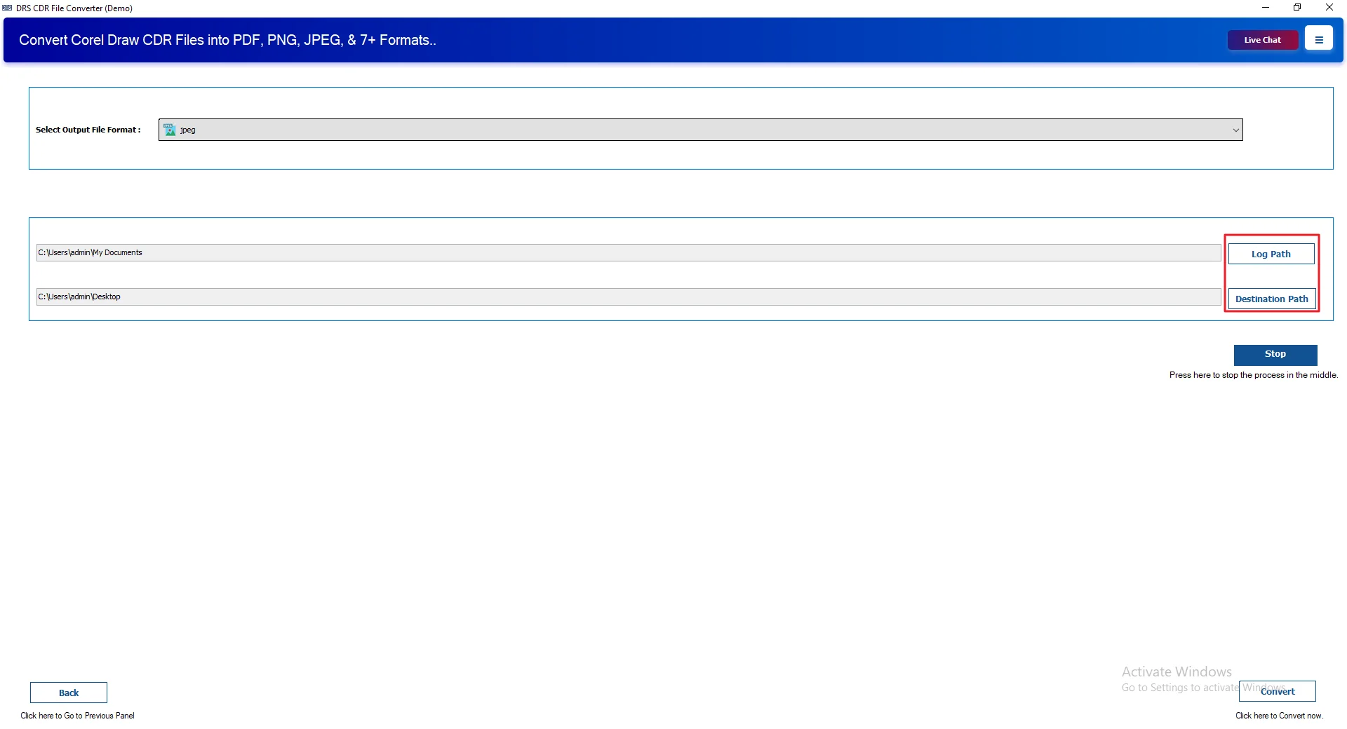 Click Path to Save and browse the saving location