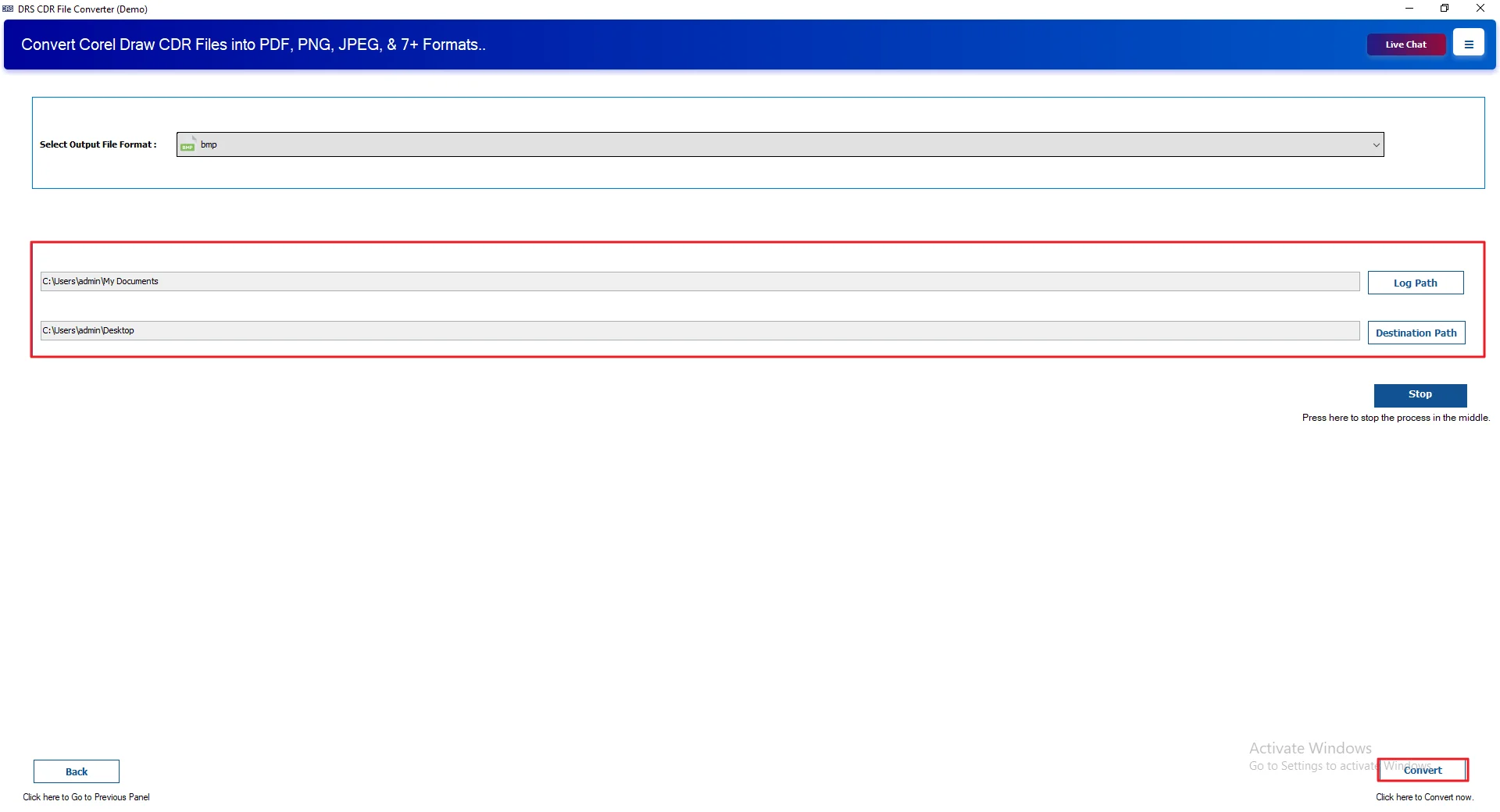 Set the Log Path & choose the Destination Path