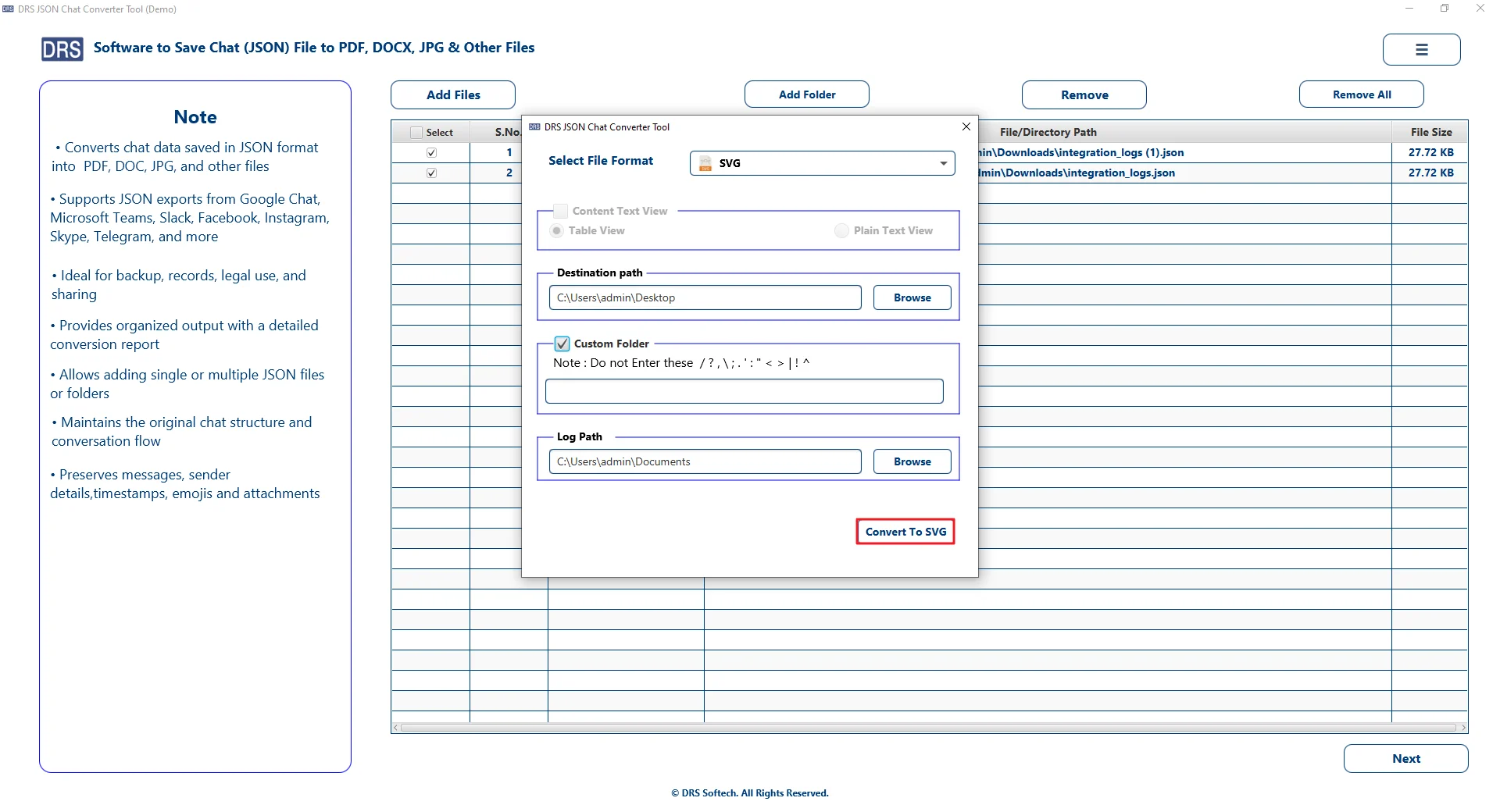 Click Convert to SVG to start the conversion
