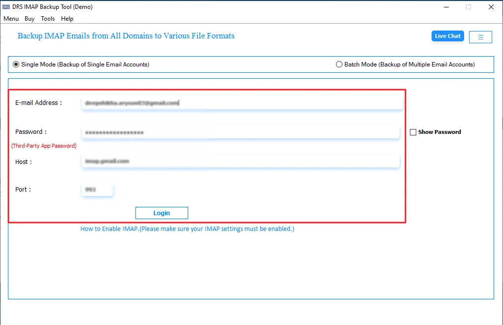 Enter your Bluehost email credentials and click Login