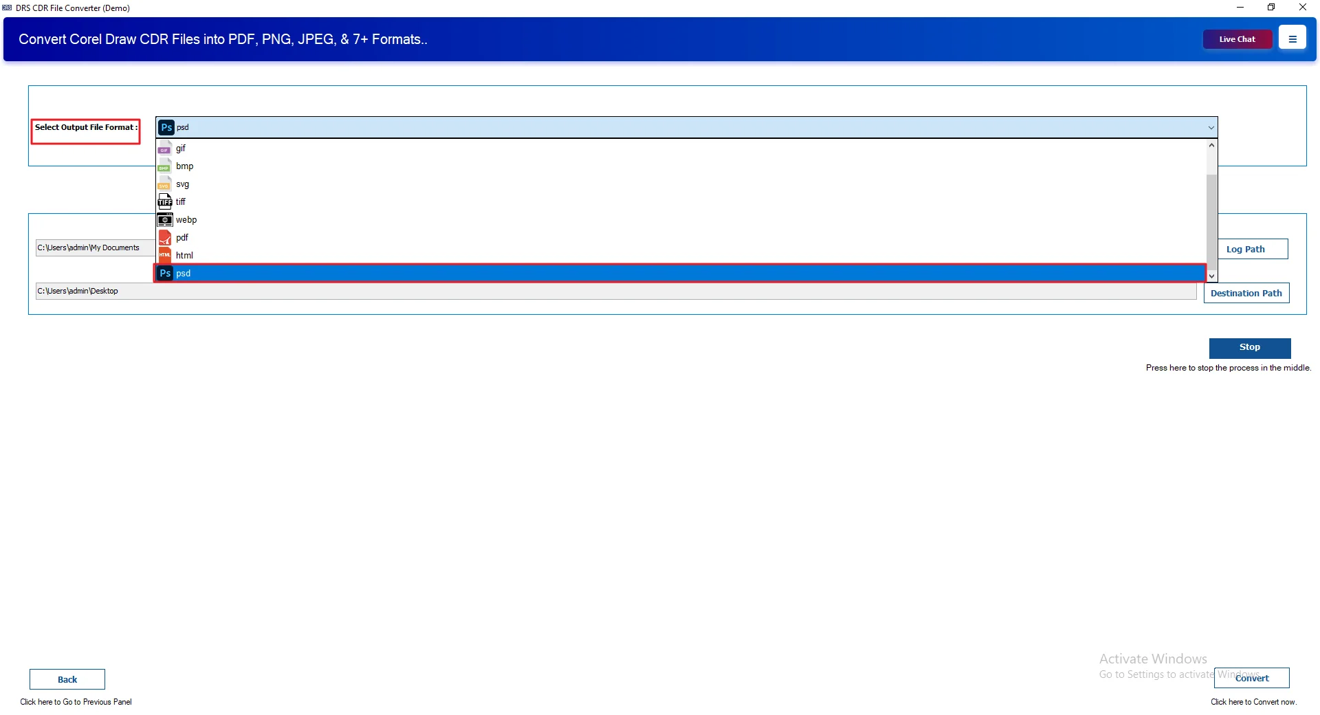 Choose PSD as the saving format