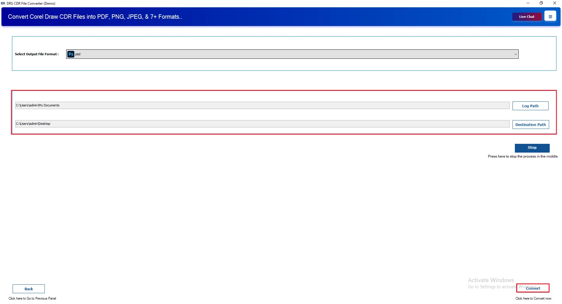 Apply the required settings and click Convert