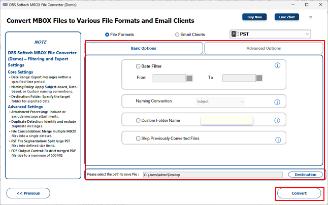 Set the preferred advanced settings and filters >> Convert to move Thunderbird profile to new computer.