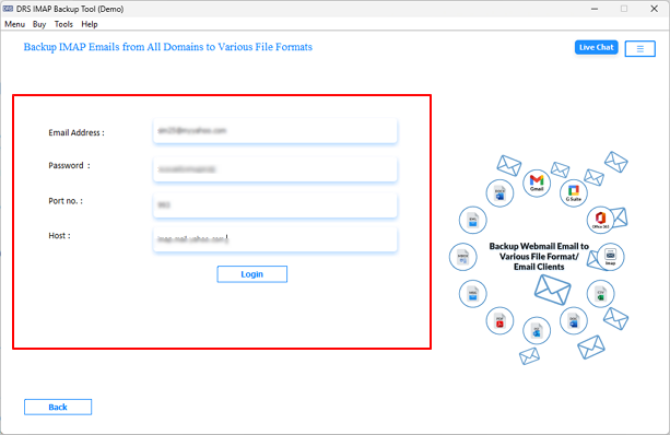  You need to enter the new IMAP server credentials to establish the connection.