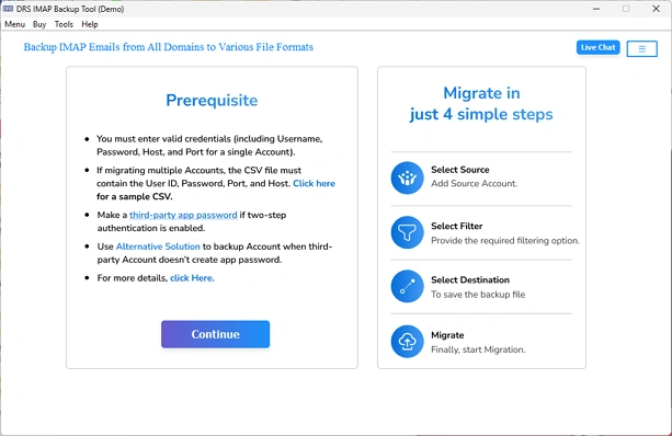 Download the above-discussed IMAP Backup Tool.