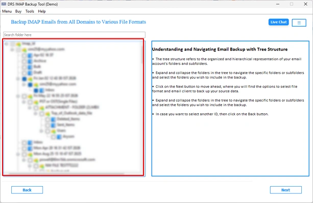 From the hierarchy, you need to choose specific folders for migration.