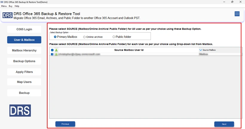 Simply select the target mailbox, public folder, or archive folder for export.
