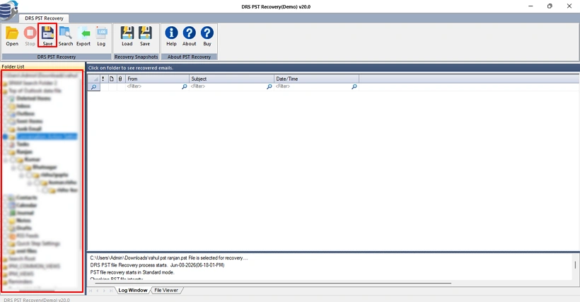 Choose the mailbox folders you want to recover and select Save.