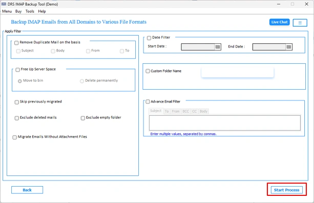 Finally, click Start Process to switch from eM Client to Microsoft 365.