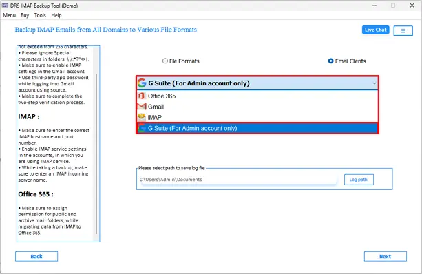 Navigate to Saving Format and simply select G Suite or Google Workspace.