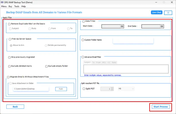 Enter the Roundcube server address, port, & login credentials to connect