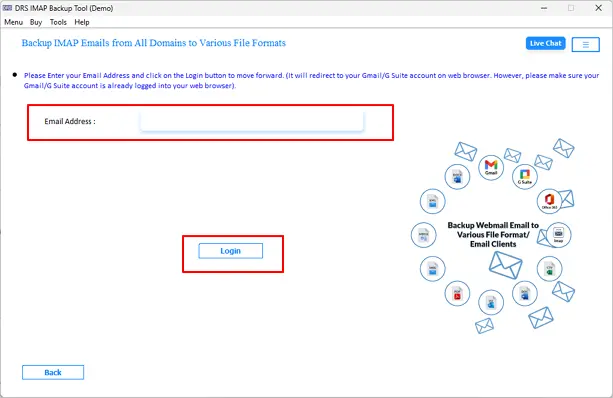 Input Google Workspace credentials and click Log In to authenticate.