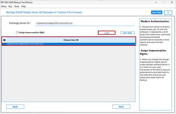 You need to press Login >> input credentials to connect to the target account.