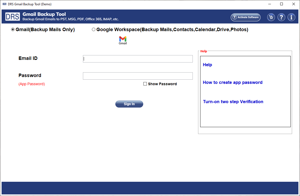 MigrateEmails Gmail Backup Tool