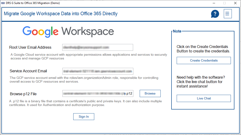 MigrateEmails G Suite to Office 365 Migration Tool Screenshot