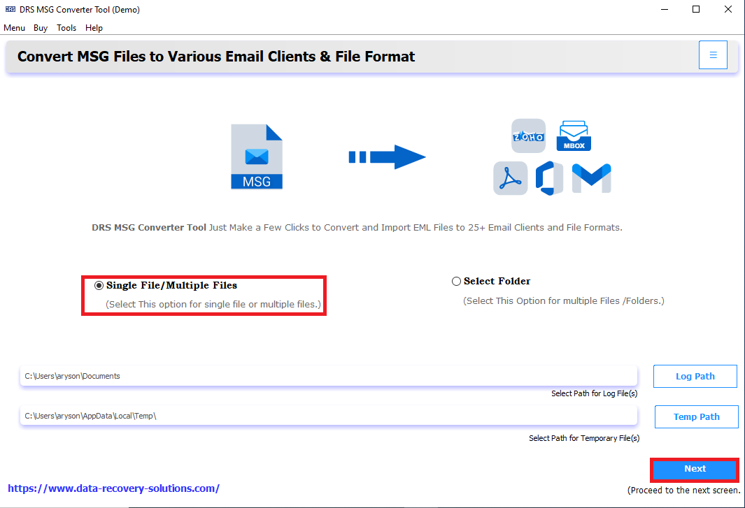 MigrateEmails MSG Converter Screenshot