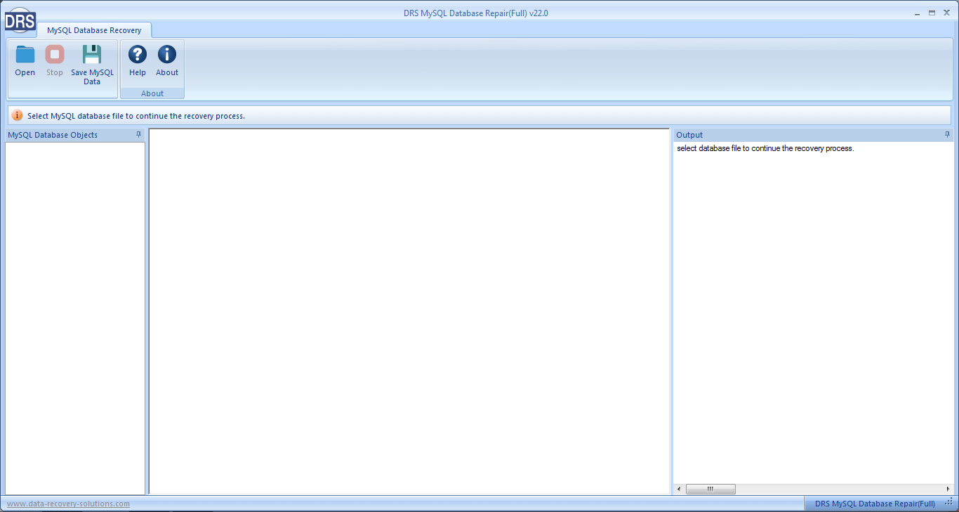 MigrateEmails MySQL Database Repair Tool Screenshot